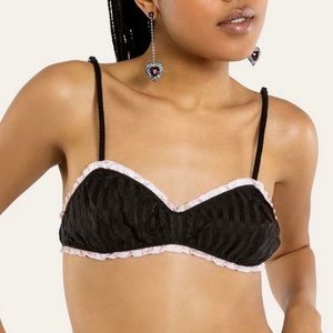 Morgan Lane black and pink ruffle bralette